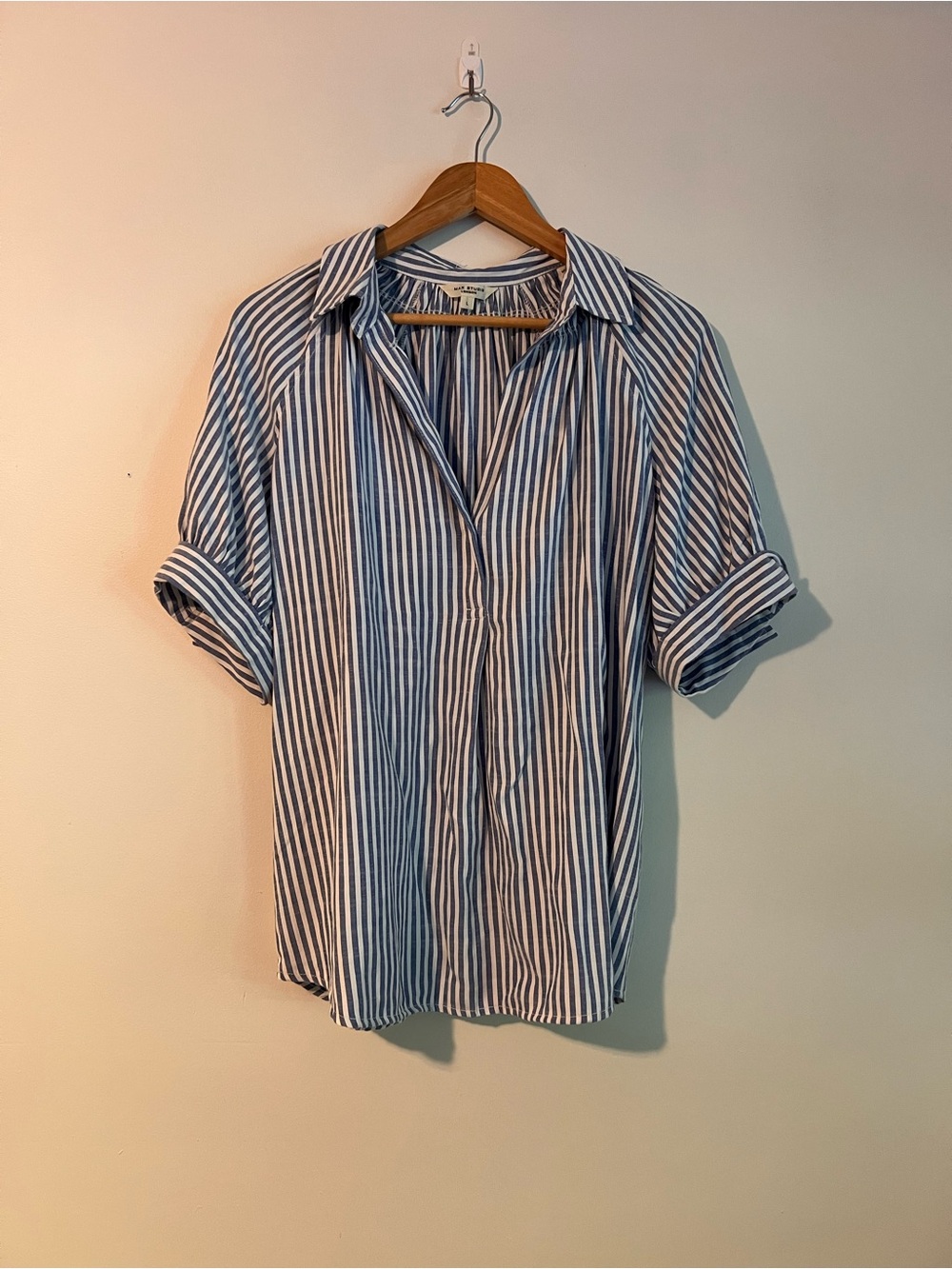 Max Studio Blue and White Striped Women's Blouse